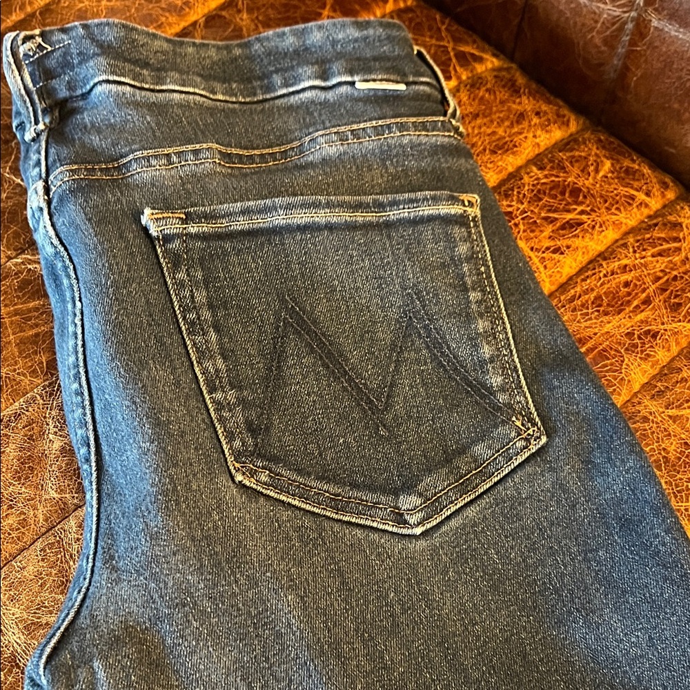 MOTHER The Looker Ankle Fray Jeans in Deep Blue